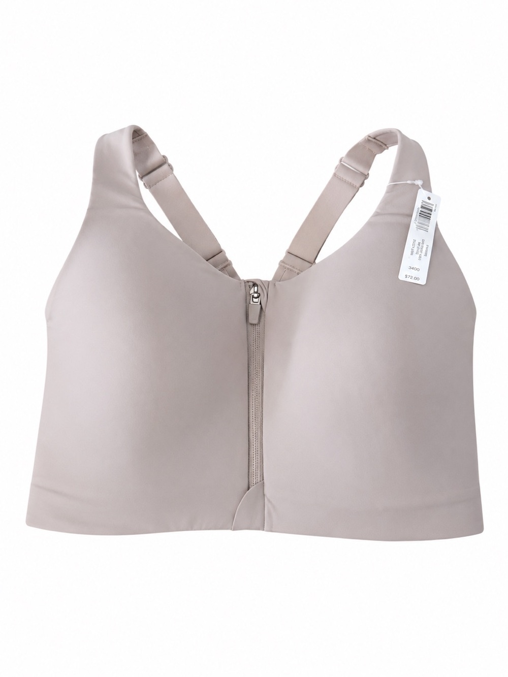 Soma Sport High Impact Bra 34DD Silky Taupe Front Zip Adjustable NWT